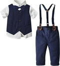 SANGTREE Boys Gentleman Outfits Suit Set with Detachable Suspenders