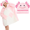 Axolotl Wearable Blanket Hoodie for Women & Kids - Ultra Cozy Plush