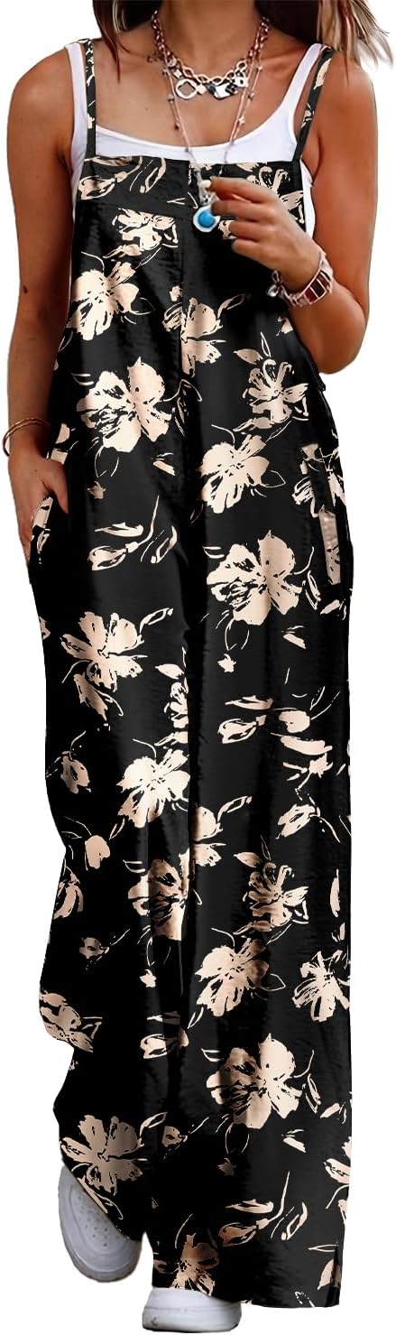 YESNO Women's Summer Boho Casual Jumpsuits with Floral Print