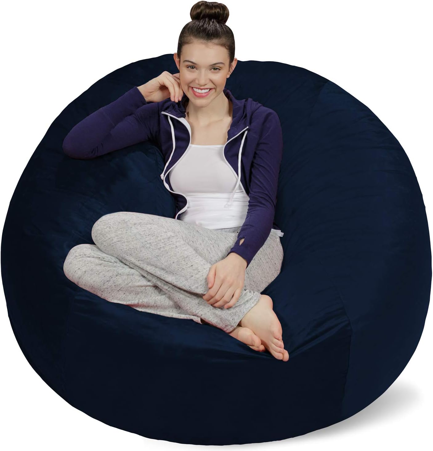 Plush Memory Foam Bean Bag - Ultra Soft Navy Sofa Sack