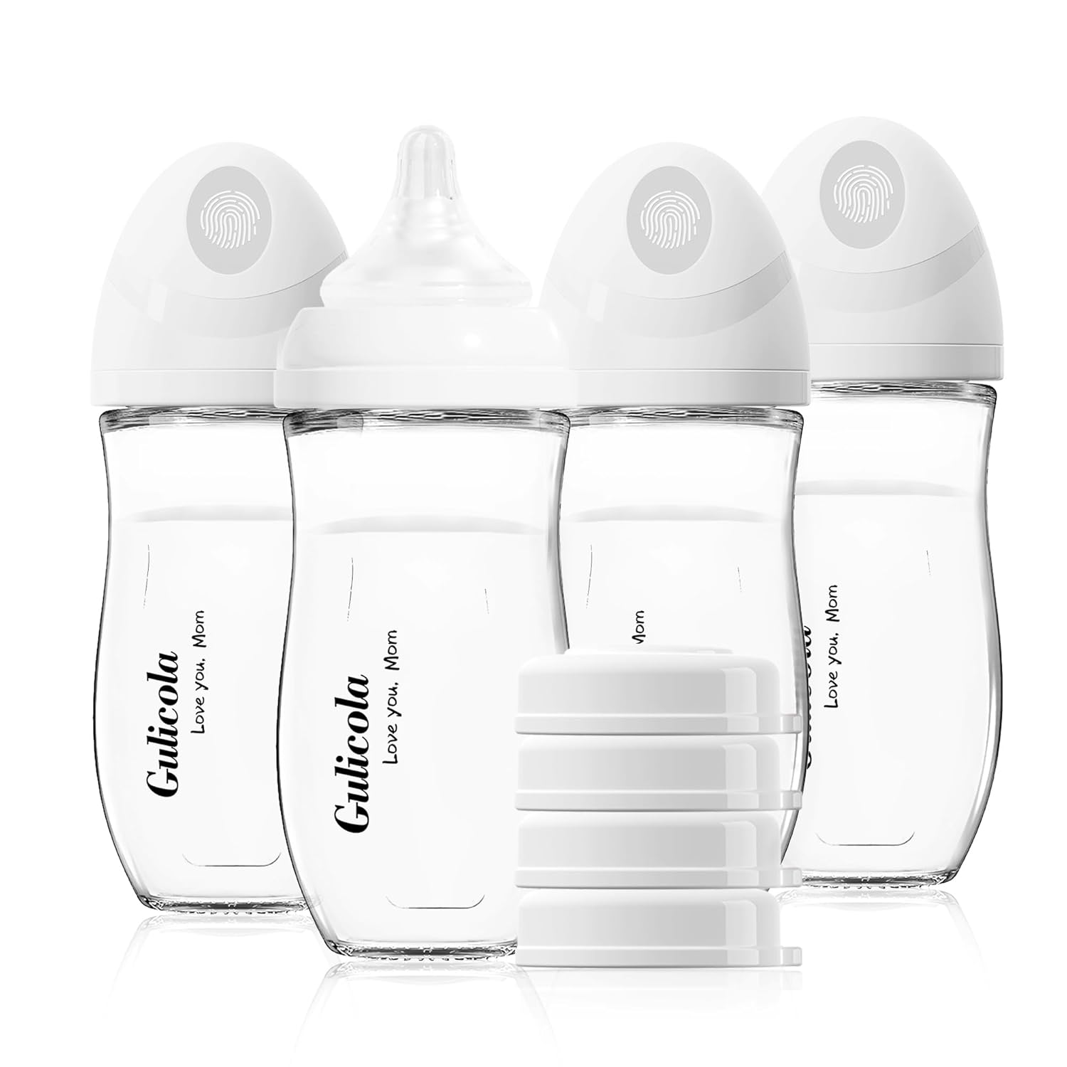 Gulicola Natural Glass Baby Bottle Set for Breastfed Babies