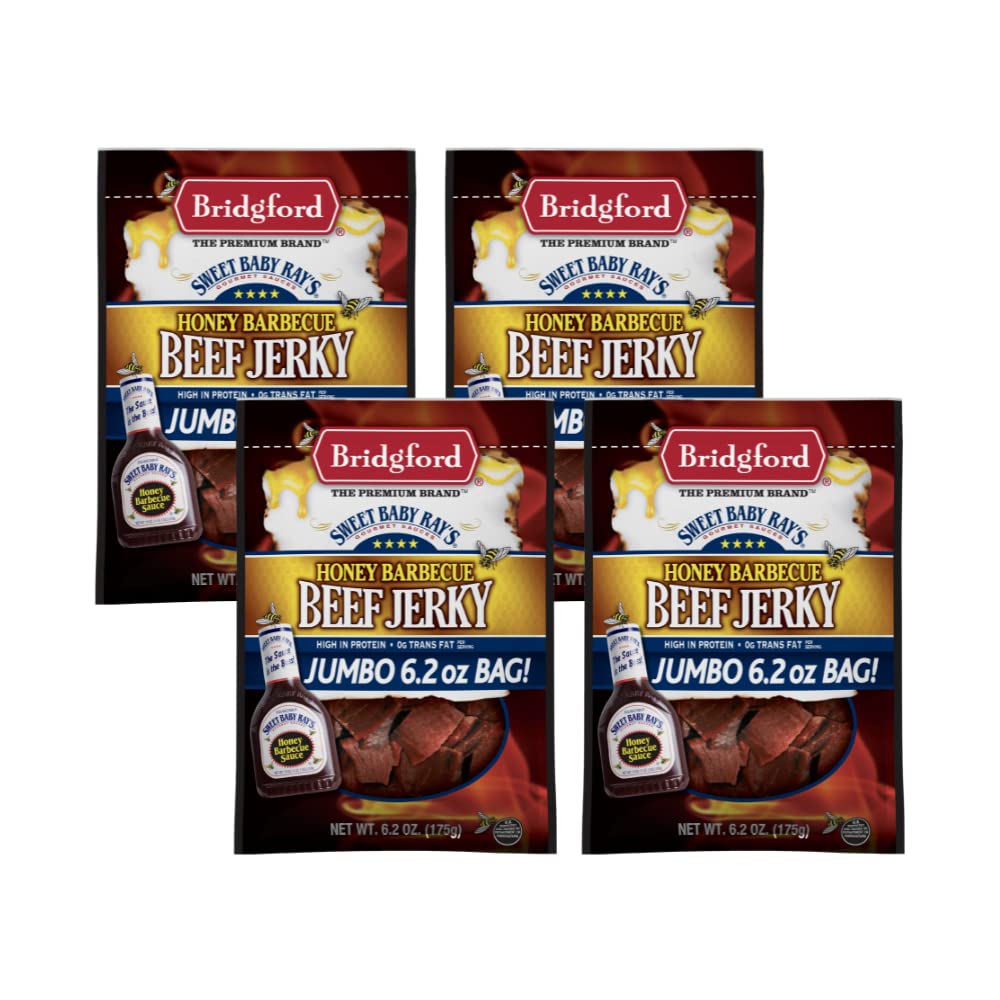 Bridgford Sweet Baby Ray's Honey BBQ Beef Jerky Pack of 4