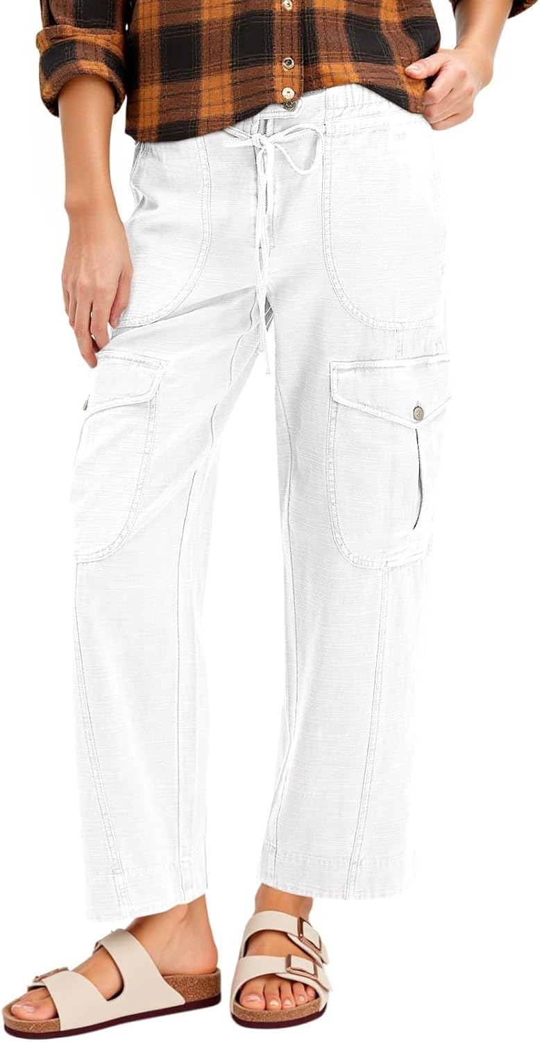 Cicy Bell Womens Cotton Cargo Pants for Casual Hiking Style