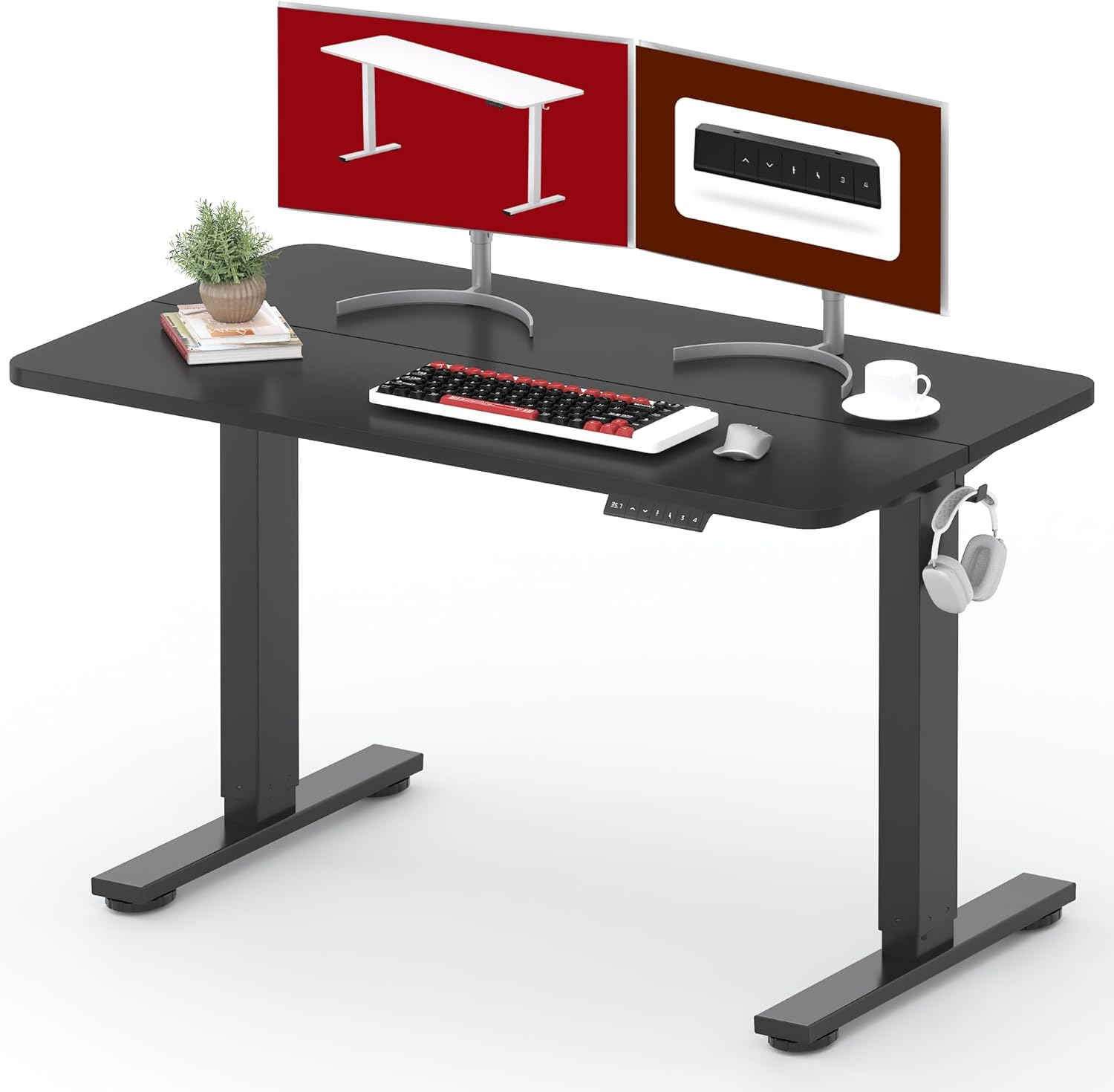 SANODESK Standing Desk Electric Height Adjustable 48x24 in Black