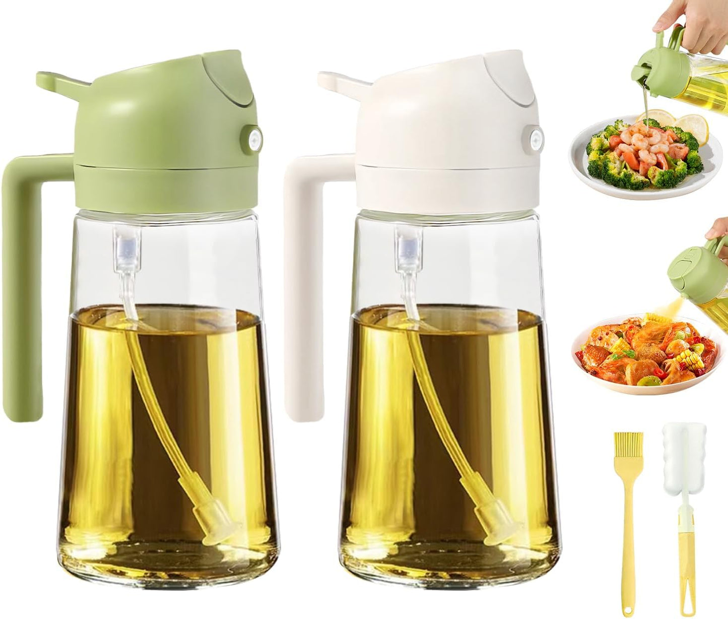 2pcs 16oz Oil Sprayer Set - Easy Cooking & Flavorful Meals! 