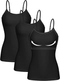 ATTRACO Women 3 Pack Cotton Camisoles with Shelf Bra - Soft Support