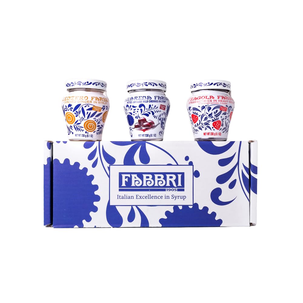 Fabbri Variety Pack of Amarena Cherries, Strawberries & Ginger