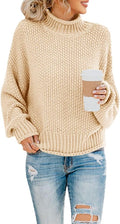Turtleneck Oversized Sweater Women - Cozy Chunky Knit Pullover wear