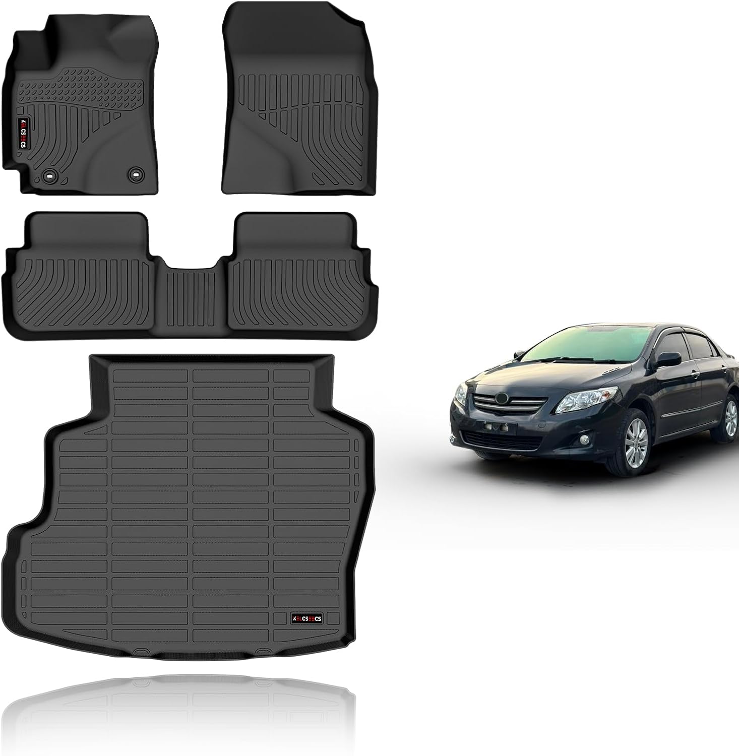 KELCSEECS Floor Mats & Cargo Liner for 2009-2013 Corolla Sedan