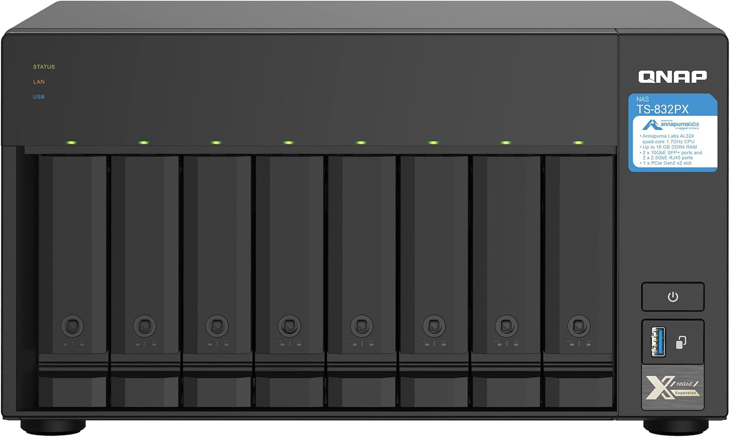 QNAP TS-832PX-4G 8 Bay High-Capacity NAS with 10GbE SFP