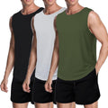 Men's Workout Tank Top 3 Pack - Mesh Dry Fit Muscle Tees
