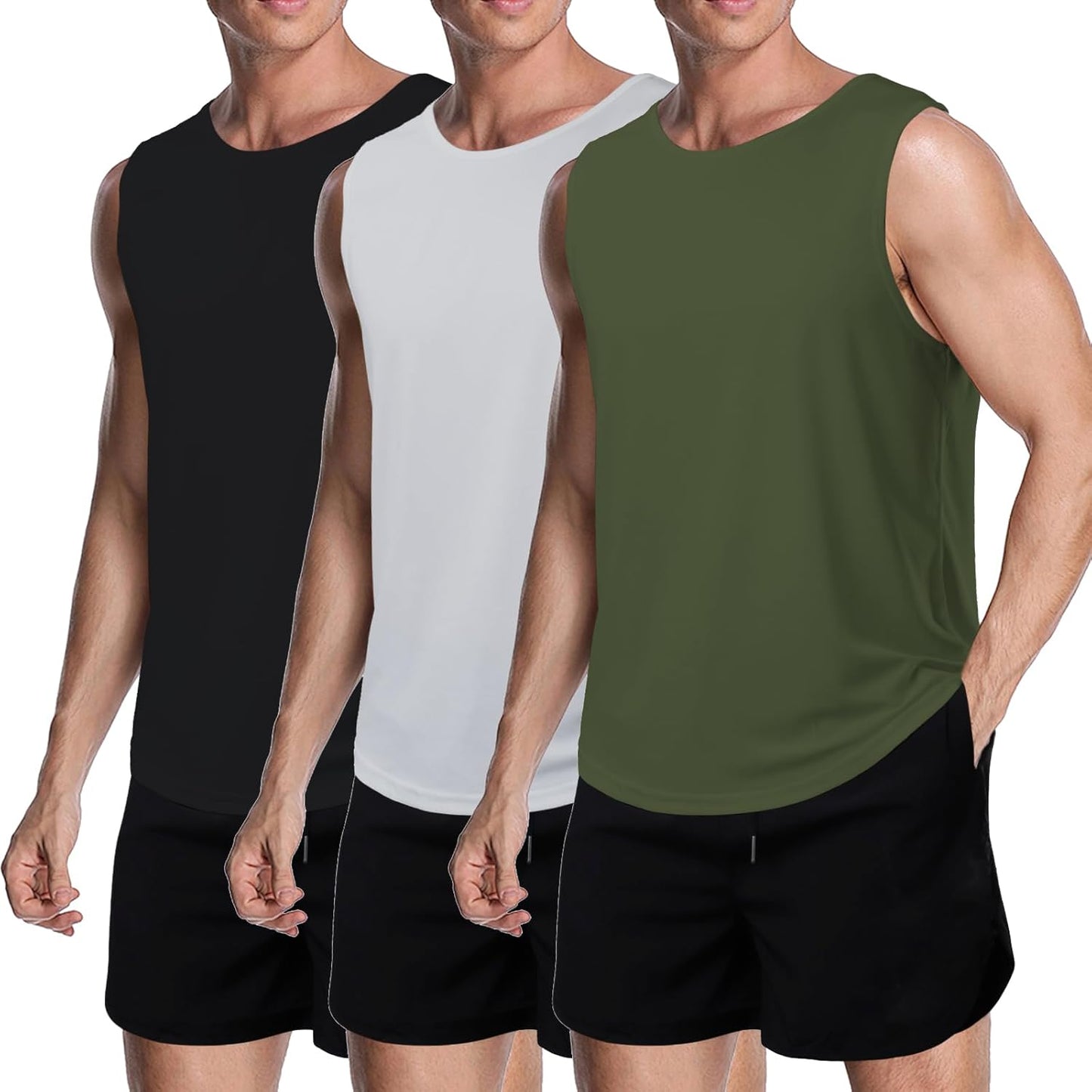 Meioro Men's 3-Pack Mesh Tank Tops - Dry Fit Tees