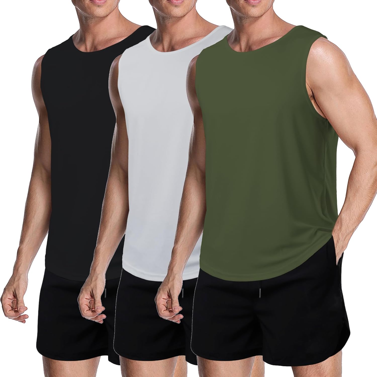 Meioro Men's 3-Pack Mesh Tank Tops - Dry Fit Tees