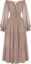 Chic Off Shoulder Maxi Dress with Long Sleeves for Women
