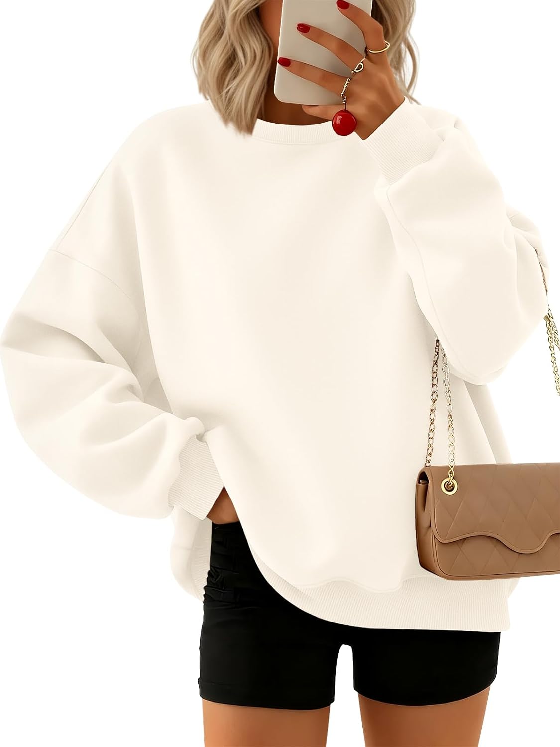 Trendy Queen Oversized Crewneck Sweatshirts for Women Fashion