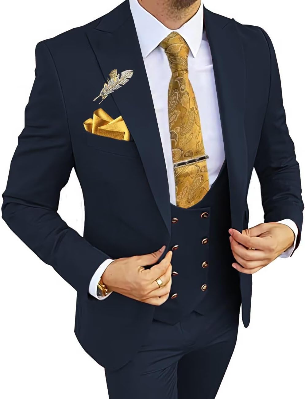 Wangyue 3 Piece Men's Slim Fit Suits for Weddings and Prom