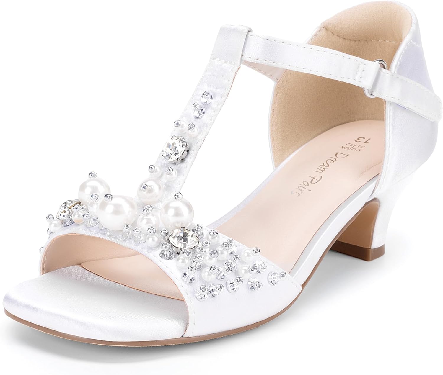 DREAM PAIRS Girls Sandals with Pearl Bow for Special Occasions