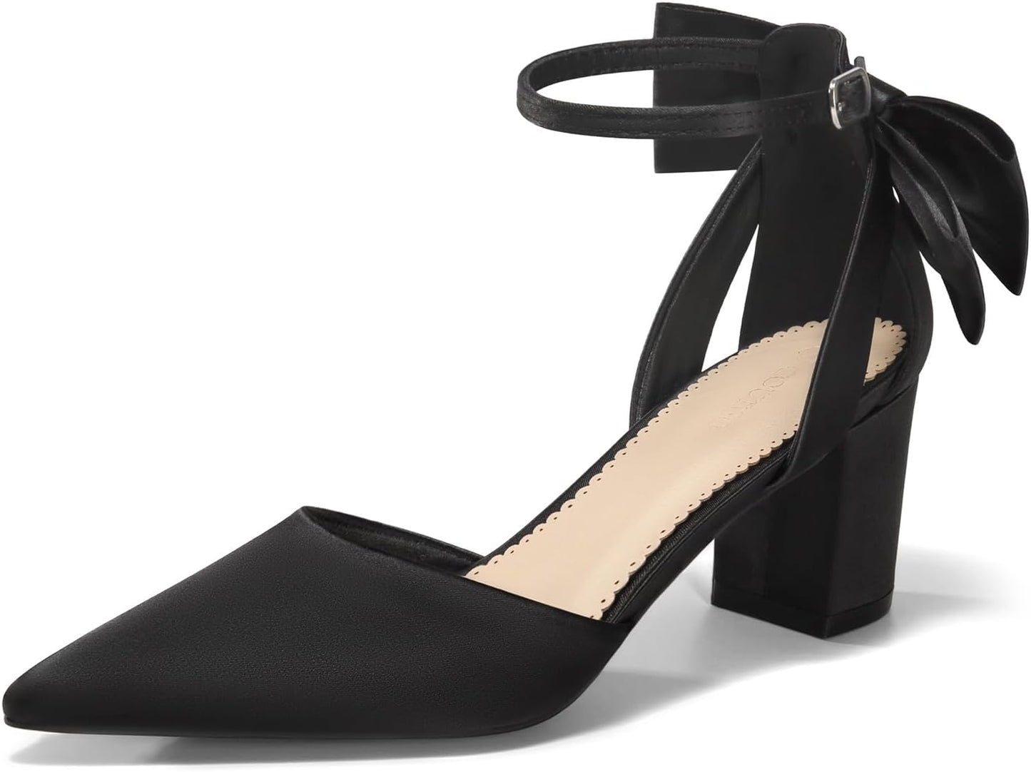 Coutgo Womens Chunky Heels Ankle Strap D'Orsay Pumps for Weddings