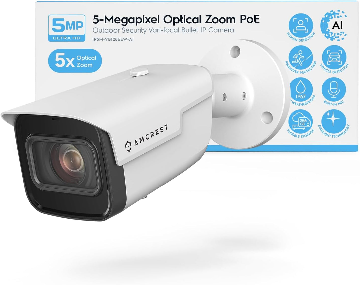 5MP Optical Zoom AI IP PoE Camera with Advanced Detection Features
