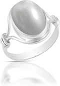 Solid 925 Sterling Silver Pearl Gemstone Ring - Elegant Bezel Set
