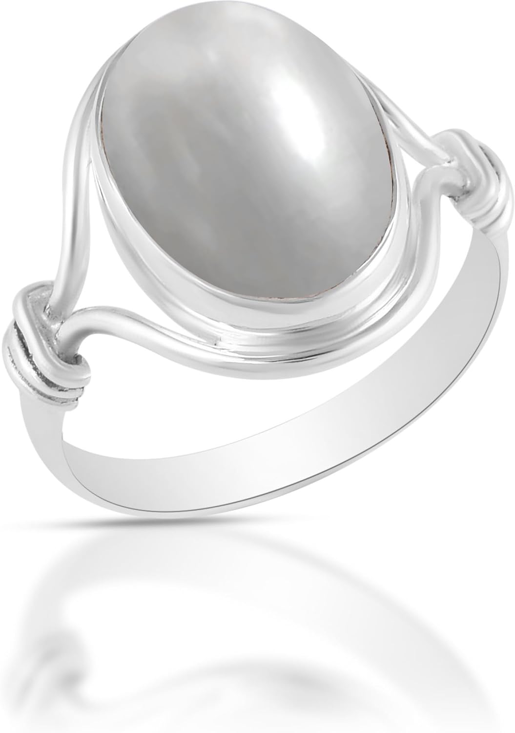 Solid 925 Sterling Silver Ring with Natural Gemstone for Women