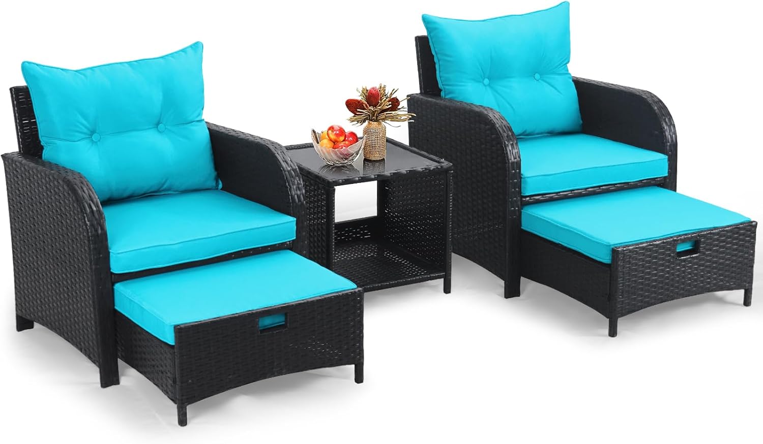 PE 5 Piece Outdoor Chairs with Ottoman for Stylish Patios