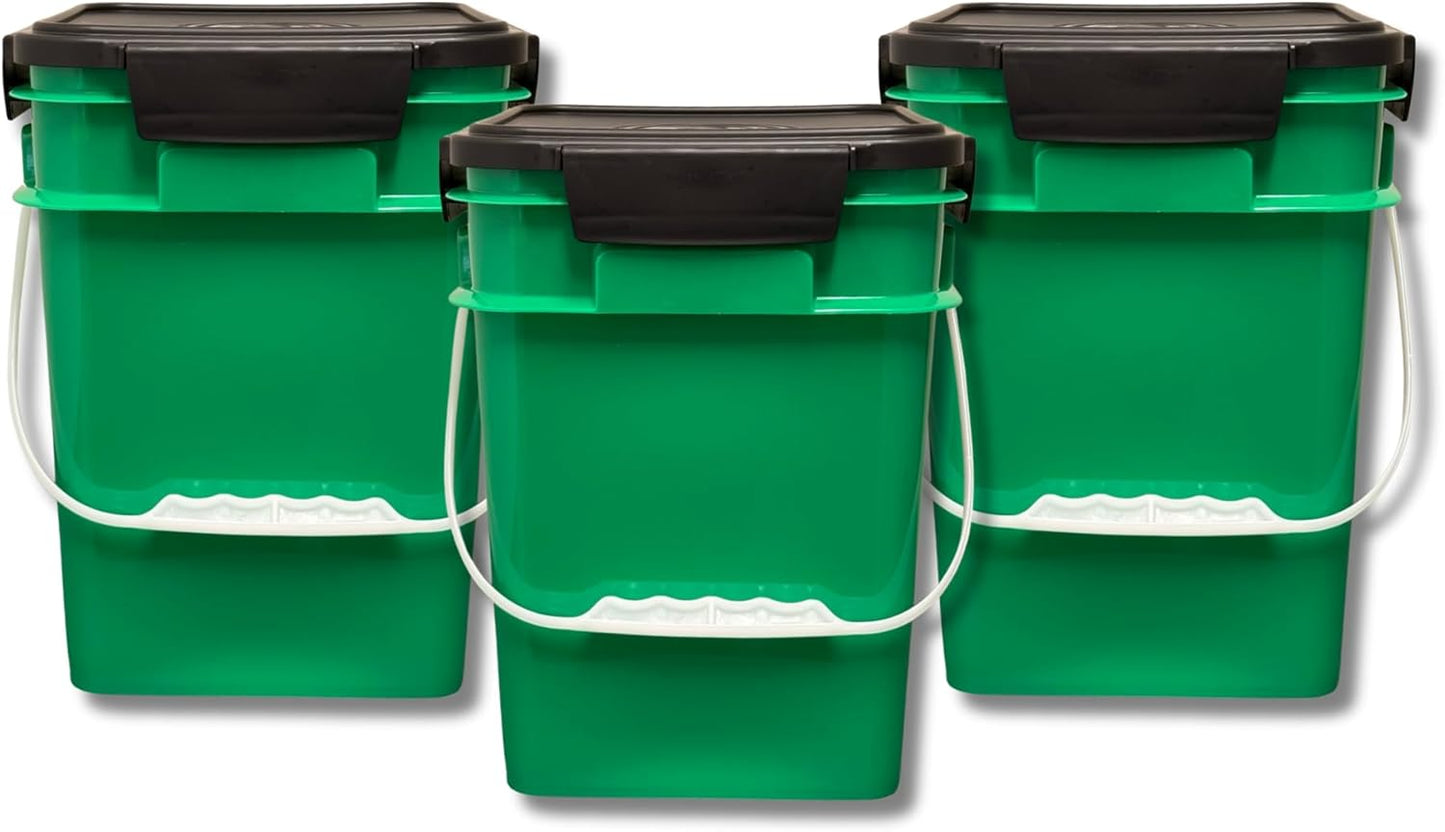 4 Gallon Square Food Grade Bucket Pail Pack of 3 for Storage