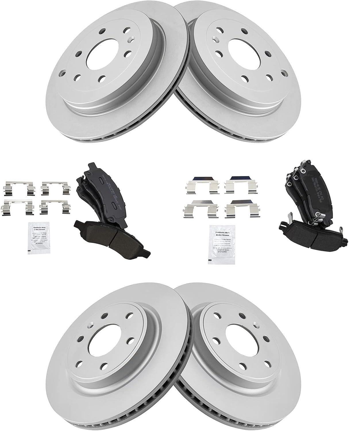 TRQ Front & Rear Metallic Disc Brake Pads & Rotor Kit for GM SUVs
