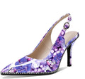 Women Beaded Slingback Pumps 3.5in Stilettos - Patent Leather