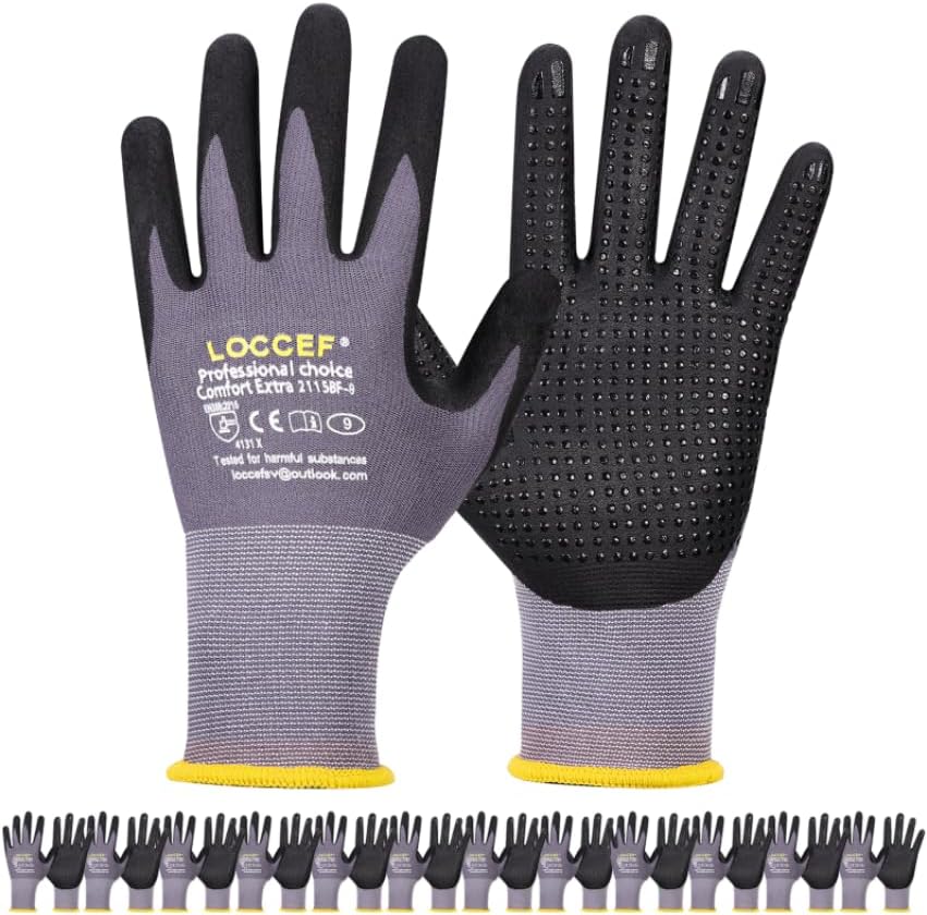 Work Gloves MicroFoam Nitrile Coated for Superior Grip and Comfort