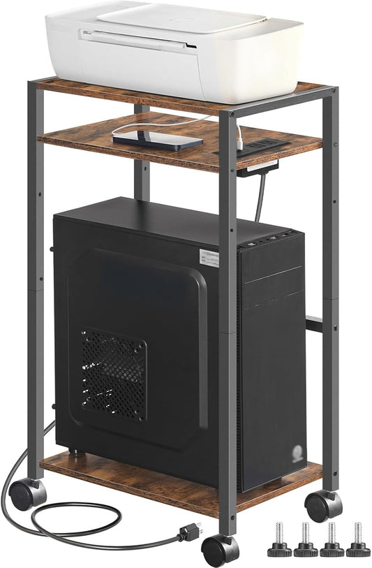 HOOBRO 3-Tier PC Tower Stand with Charging Station for Home Office