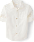 Gymboree Long Sleeve Linen Button Up Shirt for Girls - Lightweight his