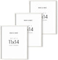 11x14 White Picture Frames Set of 3 - Solid Oak Gallery Wall Frames