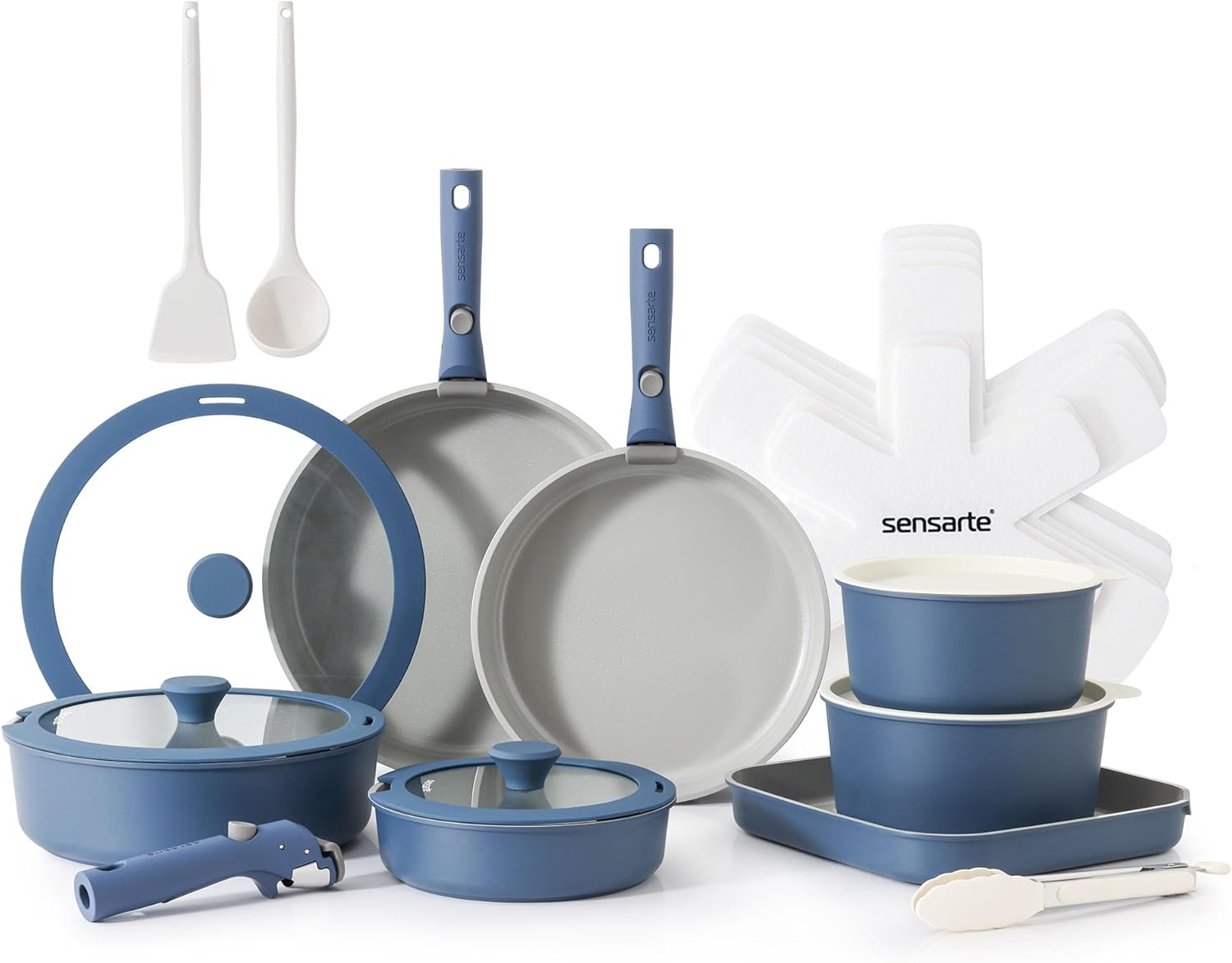 SENSARTE 24 Piece Ceramic Pots and Pans Set for Healthy Cooking
