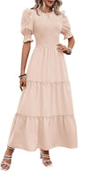 Women Casual Summer Maxi Dress 2025 - Flowy Boho Ruffle