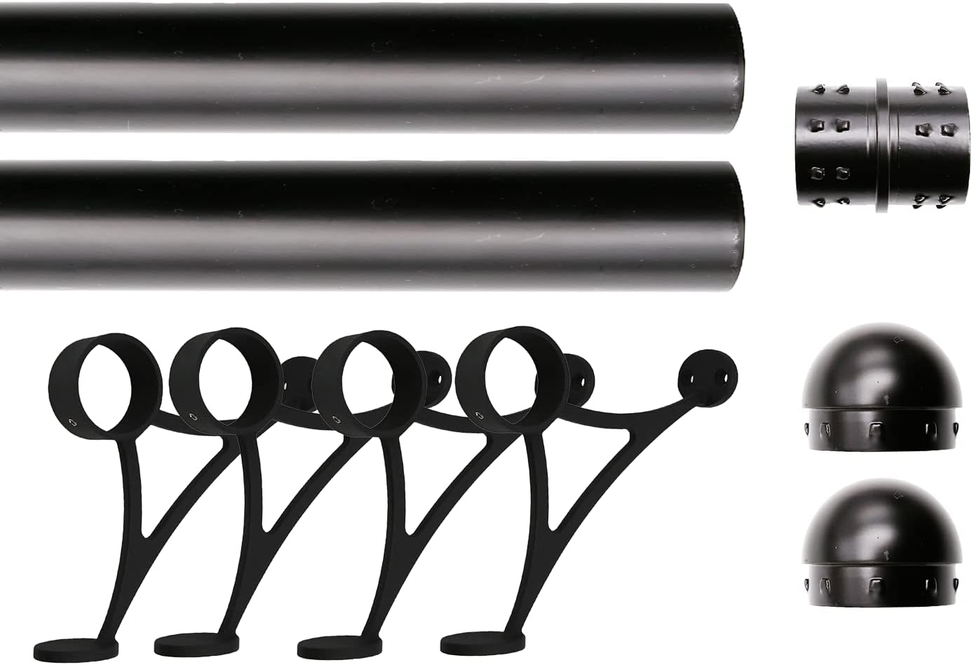 Solid Bar Mount Foot Rail Kit with Matte Black Stainless Steel
