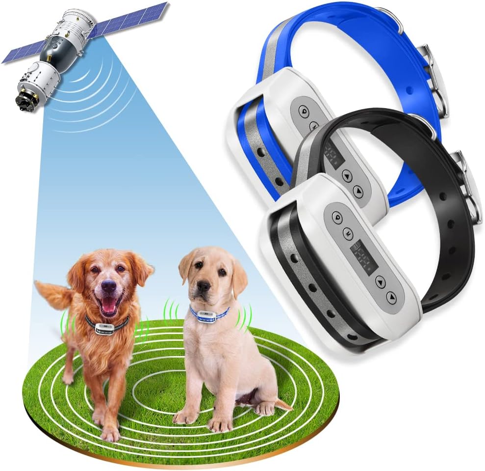 GPS Wireless Dog Fence System for 2 Dogs with Waterproof Collar