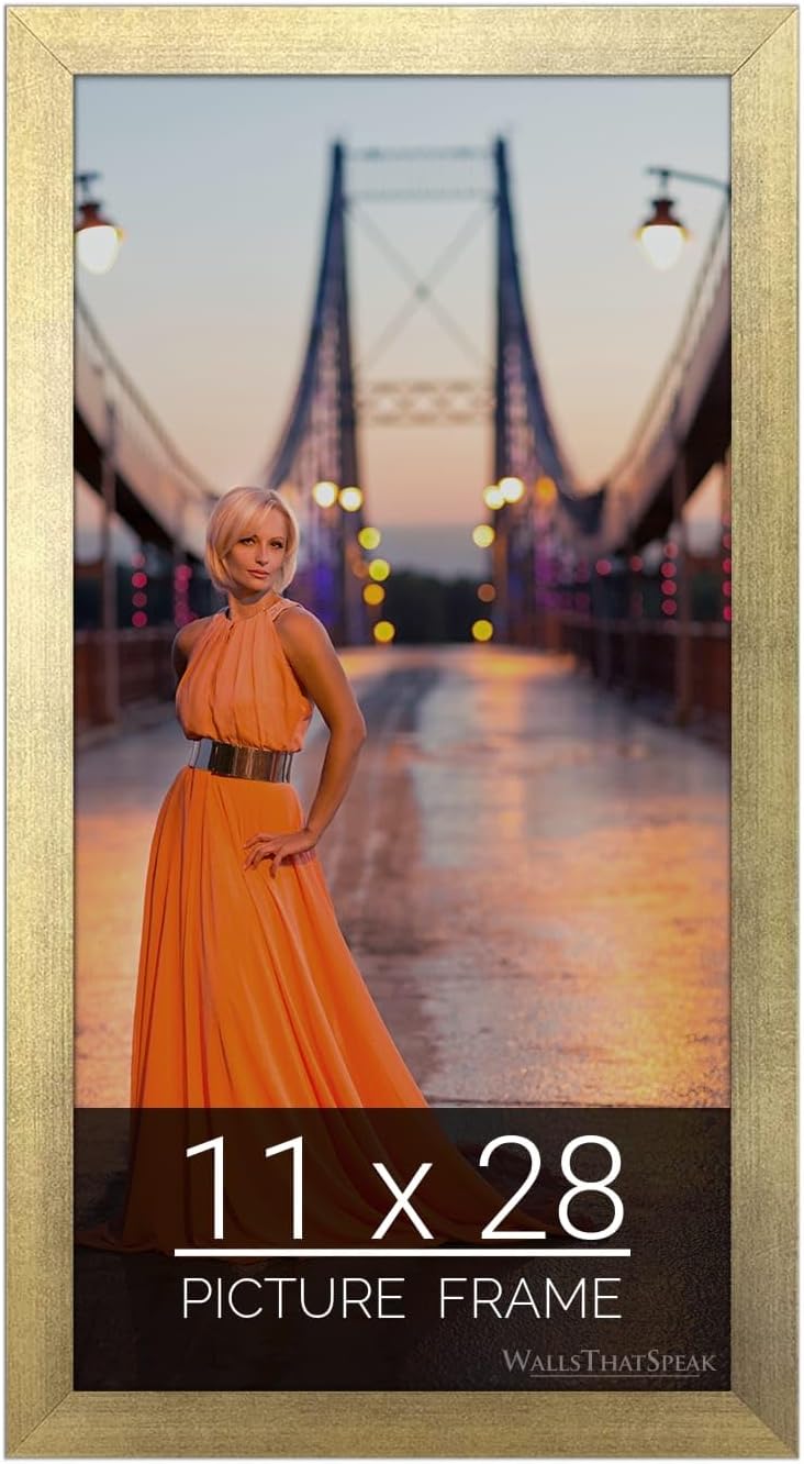 11x28 Gold Picture Frame for Puzzles, Posters, and Photos