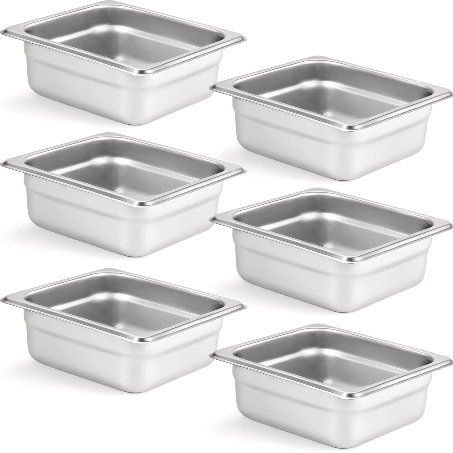 CURTA 6 Pack Anti-Jam Hotel Pans for Food Storage and Serving