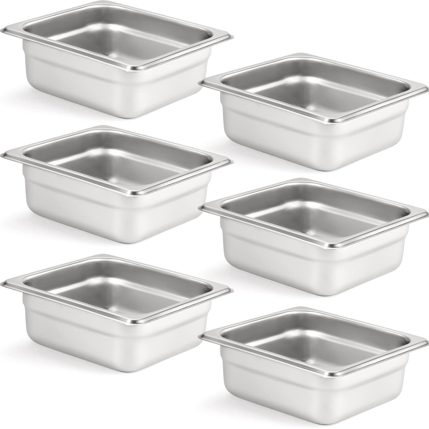 CURTA 6 Pack Anti-Jam Hotel Pans for Food Storage and Serving