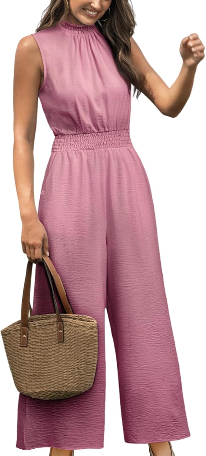 Womens Floral Maxi Jumpsuit with Pocket and Wide Leg Style