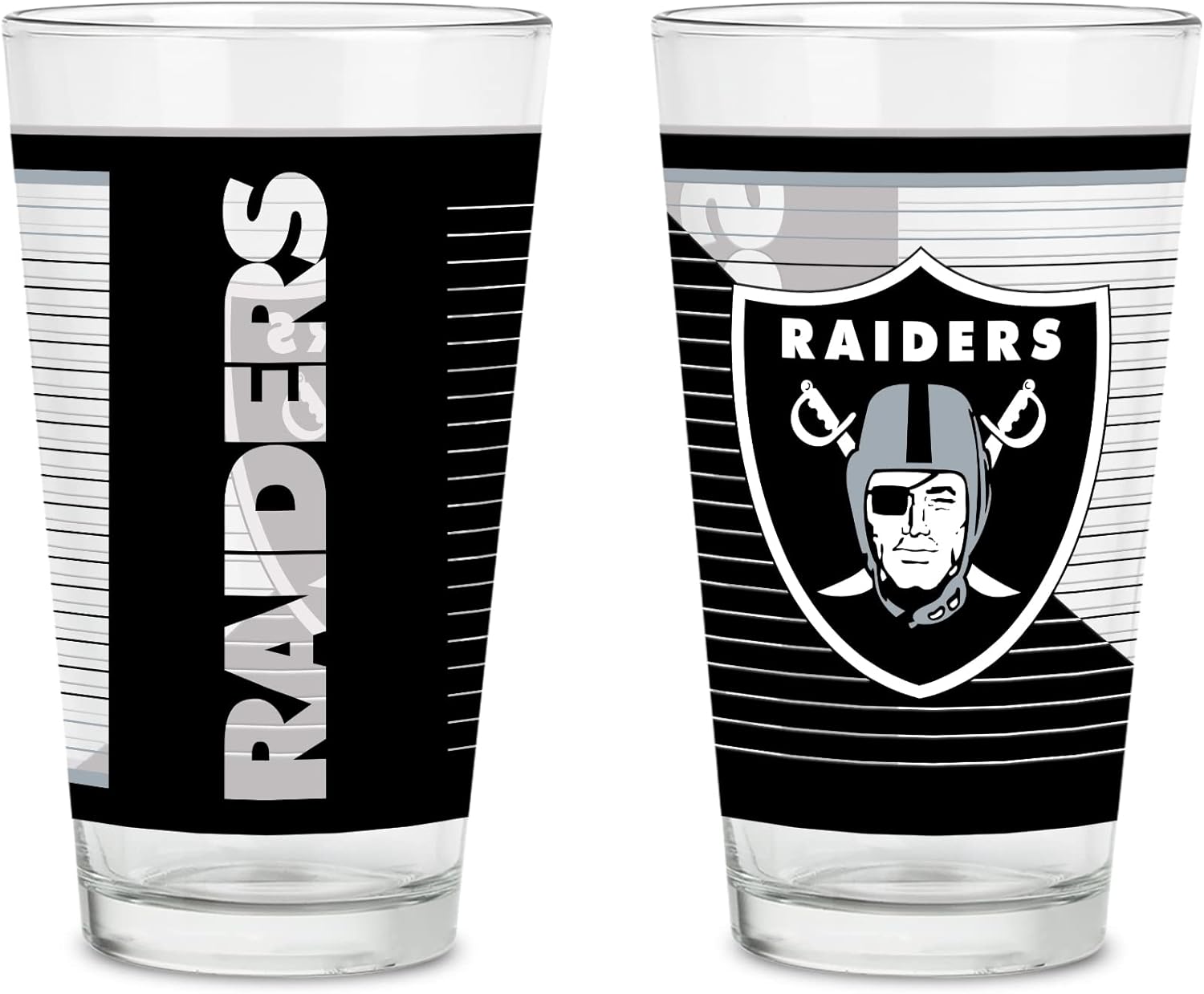 NFL Football Pint Glasses Set of 2 with Digitally Printed Logo
