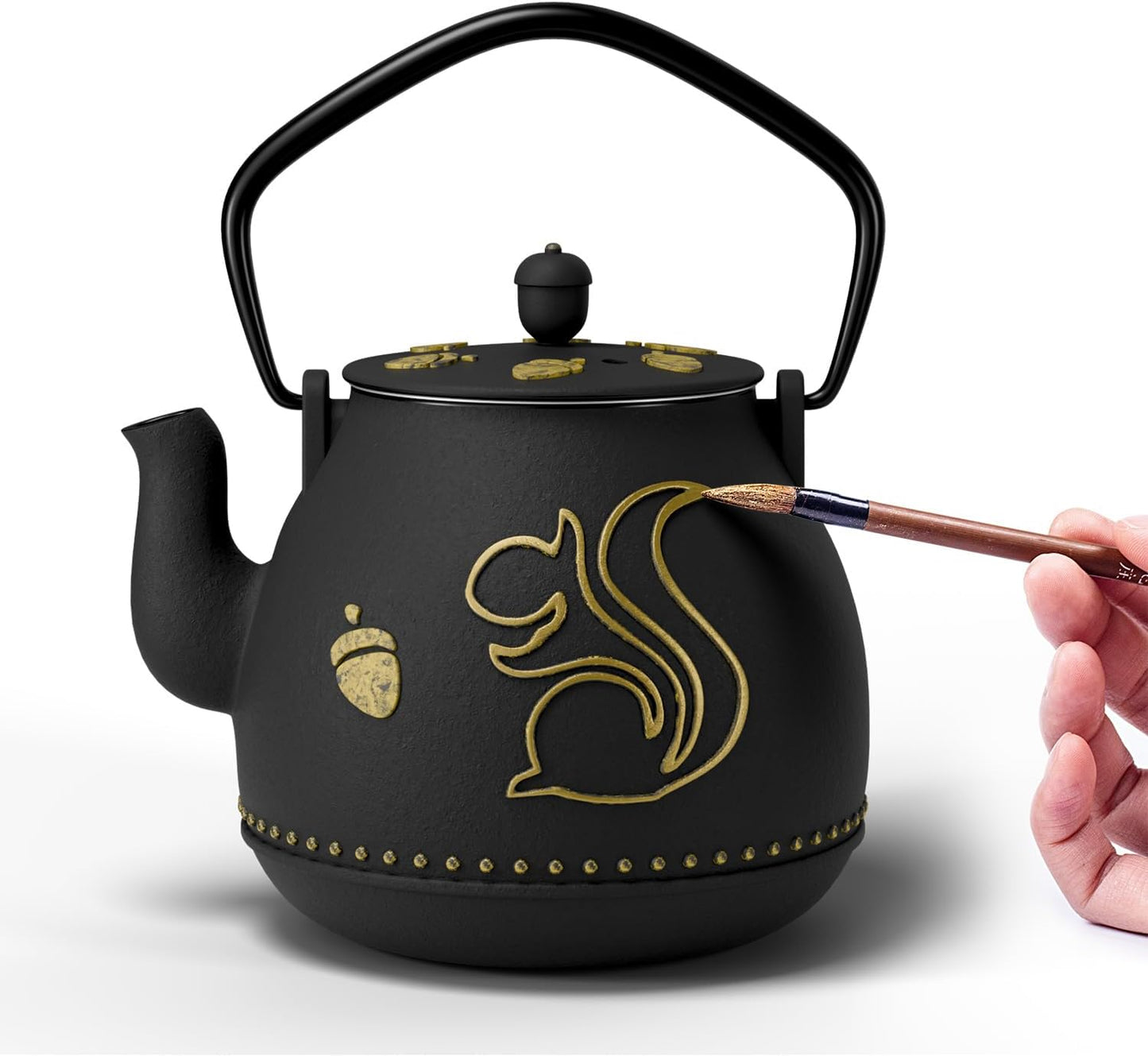 Squirrel Design Cast Iron Teapot with Removable Infuser