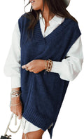 Oversized V Neck Sweater Vest for Women - Loose Knit Pullover EVALESS