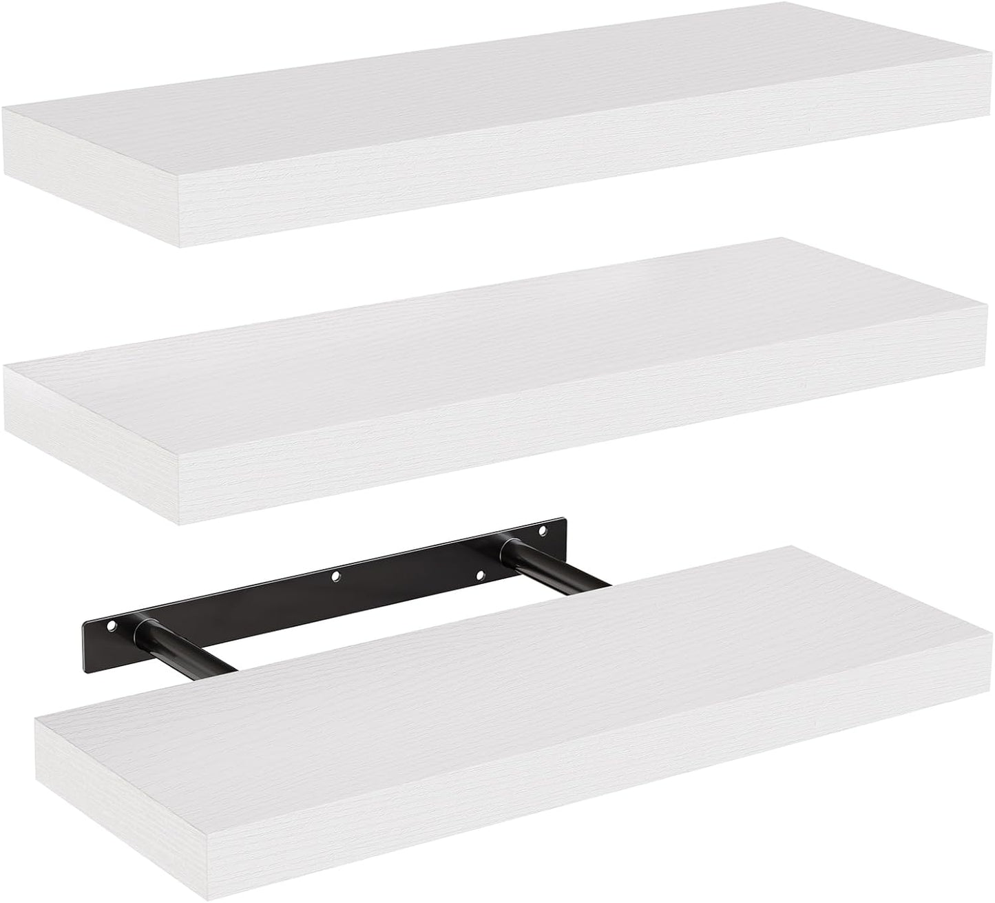 AMADA HOMEFURNISHING White Floating Shelves Set - Versatile Decor Solution