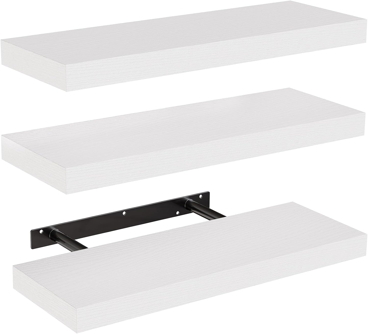 AMADA HOMEFURNISHING White Floating Shelves Set - Versatile Decor Solution