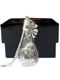 Dandelion Four Leaf Clover Necklace - Handmade 925 Sterling Silver