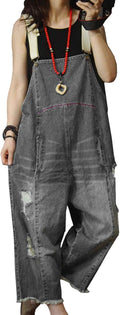 YESNO P60 Women Jeans Cropped Overalls Jumpsuit - Hand Painted