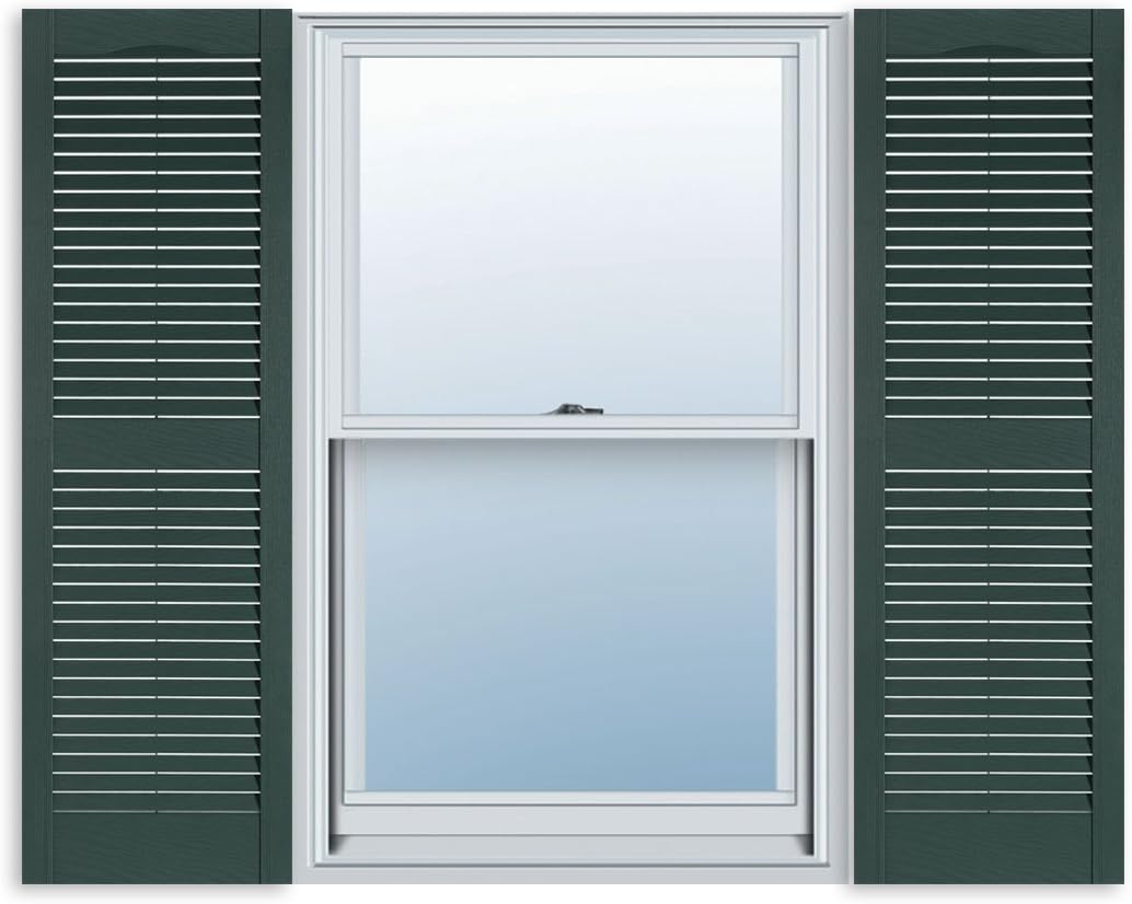 Exterior Solutions Standard Louver Vinyl Shutter Pair in Green