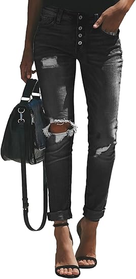 HETIPR Women's Ripped Boyfriend Jeans for Stylish Comfort